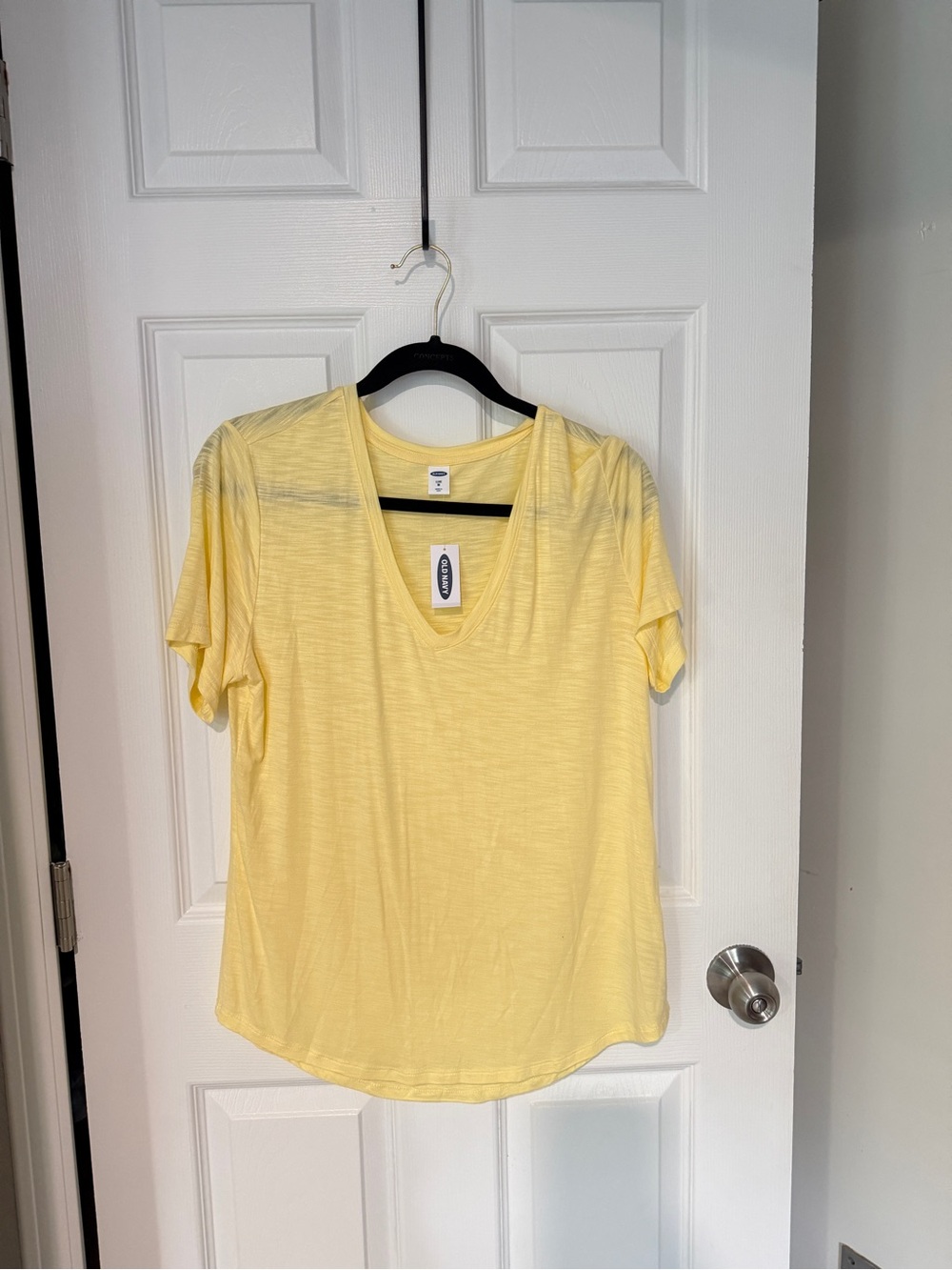 Old Navy Yellow Luxe V-Neck Short Sleeve Tee